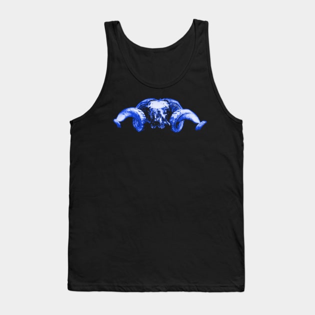 Ram Skull Blue Tank Top by RaphaelWolf